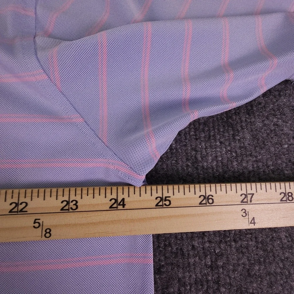 Turtleson‎ Polo Shirt Mens XL Lavender Pink Striped Vesper Golf Performance Flex